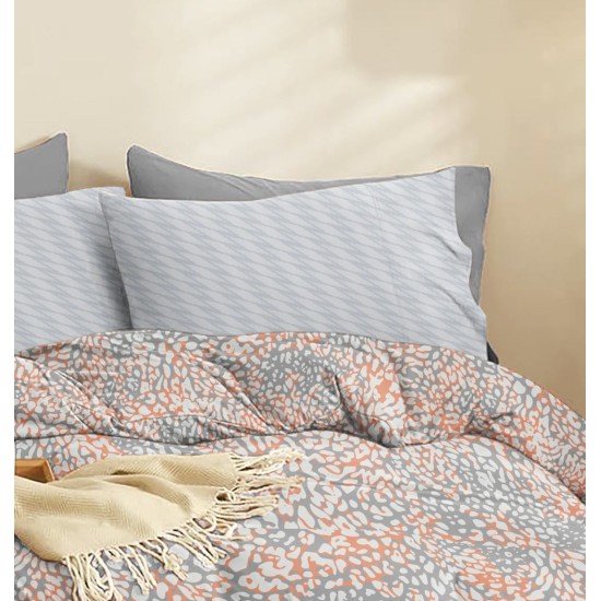 Σεντόνια Υπέρδιπλα Σετ Marta Blot Apricot Polycotton Cokitex (230x260) 4Τεμ