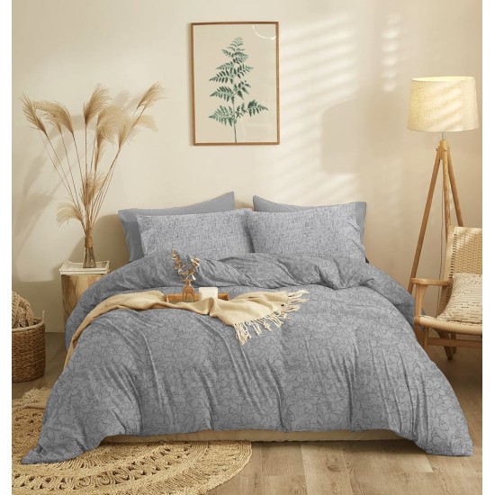 Σεντόνια Υπέρδιπλα Σετ Marta Eden Grey Polycotton Cokitex (170x200+30 ) Με Λάστιχο 4Τεμ