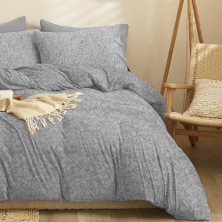 Σεντόνια Διπλά Σετ Marta Eden Grey Polycotton Cokitex (205x260) 4Τεμ