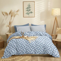 Σεντόνια King Σετ Marta Mira Blue Polycotton Cokitex (210x200+30 ) Με Λάστιχο 4Τεμ