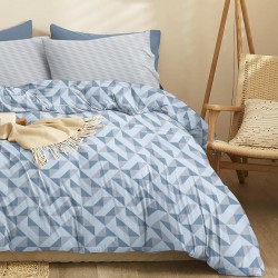 Σεντόνια King Σετ Marta Mira Blue Polycotton Cokitex (210x200+30 ) Με Λάστιχο 4Τεμ