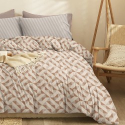 Σεντόνια King Σετ Marta Mira Brown Polycotton Cokitex (210x200+30 ) Με Λάστιχο 4Τεμ