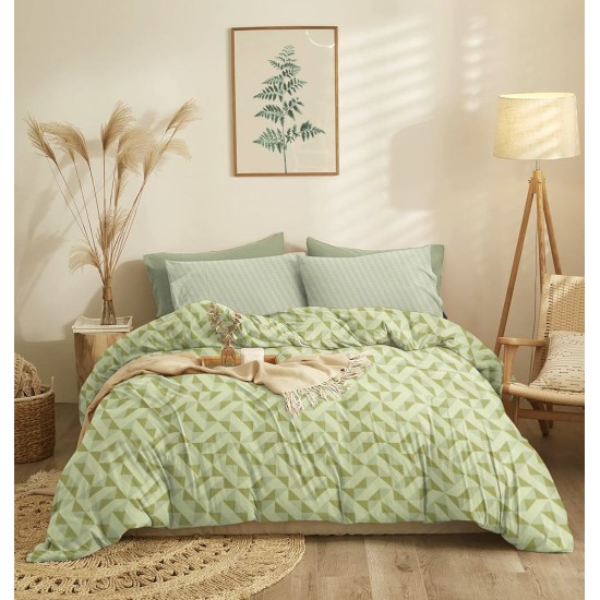 Σεντόνια Μονά Σετ Marta Mira Sage Polycotton Cokitex (105x200+30 ) Με Λάστιχο 3Τεμ