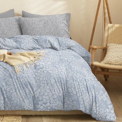Σεντόνια King Σετ Marta Pansy Denim Polycotton Cokitex (210x200+30 ) Με Λάστιχο 4Τεμ
