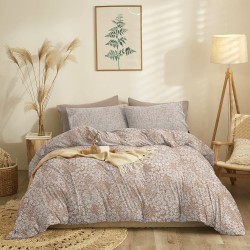 Σεντόνια King Σετ Marta Pansy Mocha Polycotton Cokitex (210x200+30 ) Με Λάστιχο 4Τεμ