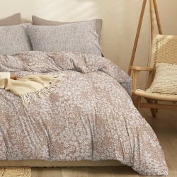 Σεντόνια King Σετ Marta Pansy Mocha Polycotton Cokitex (210x200+30 ) Με Λάστιχο 4Τεμ