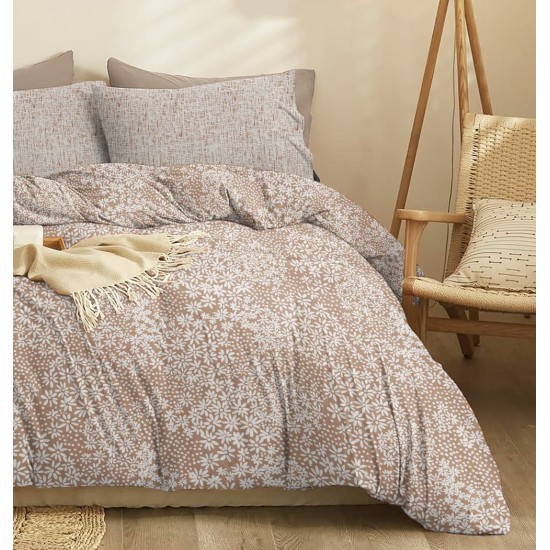Σεντόνια King Σετ Marta Pansy Mocha Polycotton Cokitex (260x280) 4Τεμ