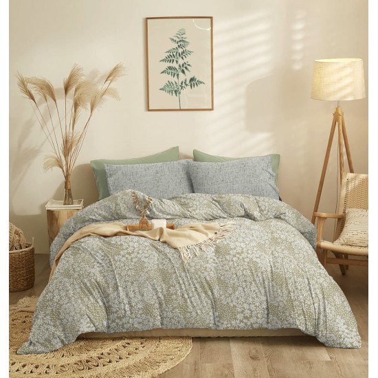 Σεντόνια Μονά Σετ Marta Pansy Olive Polycotton Cokitex (160x260) 3Τεμ