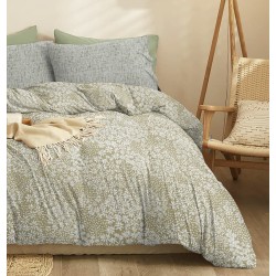 Σεντόνια Υπέρδιπλα Σετ Marta Pansy Olive Polycotton Cokitex (230x260) 4Τεμ