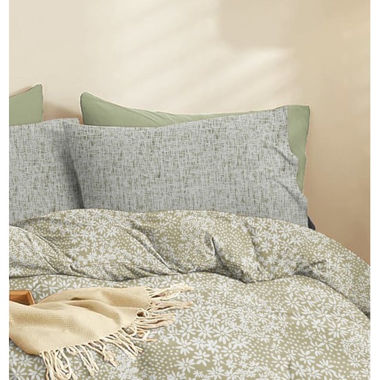 Σεντόνια Μονά Σετ Marta Pansy Olive Polycotton Cokitex (160x260) 3Τεμ