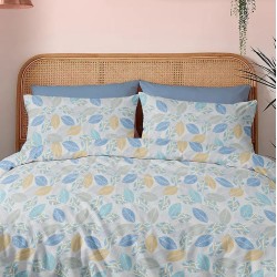 Σεντόνια Φανελένια Διπλά Σετ Winter Pleasure Aspen Blue Cotton Cokitex (150x200+35 ) Με Λάστιχο 4Τεμ