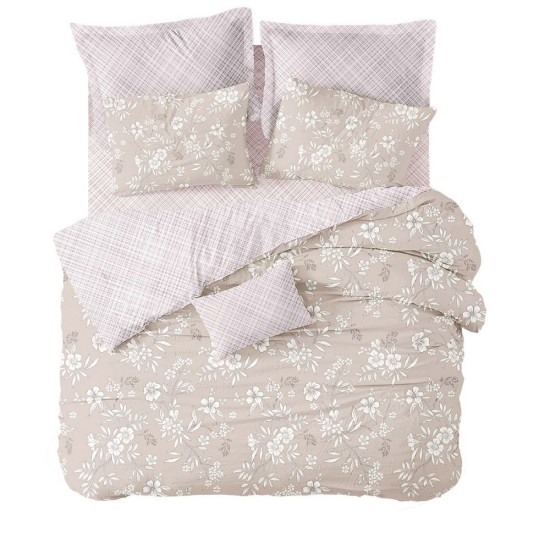 Σεντόνια King Σετ Luna Fiore Beige Cotton Cokitex (265x280) 4Τεμ