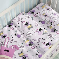 Σεντόνια Κούνιας Σετ Ballet Purple Cotton Cokitex (125x175) 3Τεμ