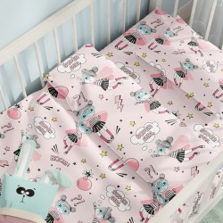 Σεντόνια Κούνιας Σετ Ballet Pink Cotton Cokitex (125x175) 3Τεμ