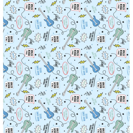 Σεντόνια Κούνιας Σετ Guitar Blue Cotton Cokitex (125x175) 3Τεμ