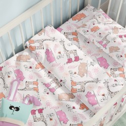 Σεντόνια Κούνιας Σετ Jungle Pink Cotton Cokitex (125x175) 3Τεμ