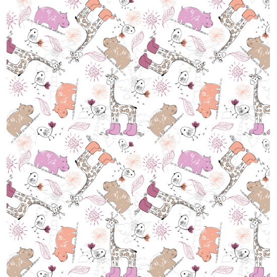 Σεντόνια Κούνιας Σετ Jungle Pink Cotton Cokitex (125x175) 3Τεμ
