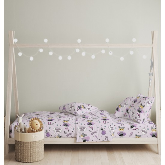 Σεντόνια Παιδικά Μονά Σετ Ballet Purple Cotton Cokitex (165x270) 3Τεμ