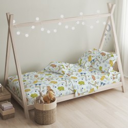 Πάπλωμα Παιδικό Μονό Σετ Jungle Blue Cotton Cokitex (160x240) 2Τεμ