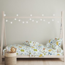 Πάπλωμα Παιδικό Μονό Σετ Jungle Blue Cotton Cokitex (160x240) 2Τεμ