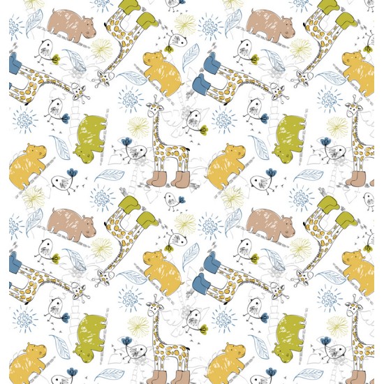 Πάπλωμα Παιδικό Μονό Σετ Jungle Blue Cotton Cokitex (160x240) 2Τεμ