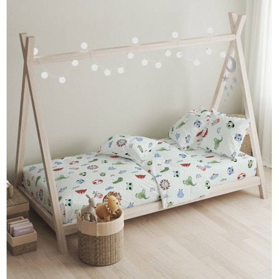 Πάπλωμα Παιδικό Μονό Σετ Oasis Green Cotton Cokitex (160x240) 2Τεμ