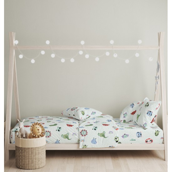 Πάπλωμα Παιδικό Μονό Σετ Oasis Green Cotton Cokitex (160x240) 2Τεμ