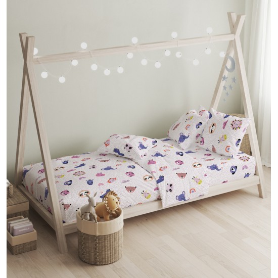 Πάπλωμα Παιδικό Μονό Σετ Oasis Pink Cotton Cokitex (160x240) 2Τεμ