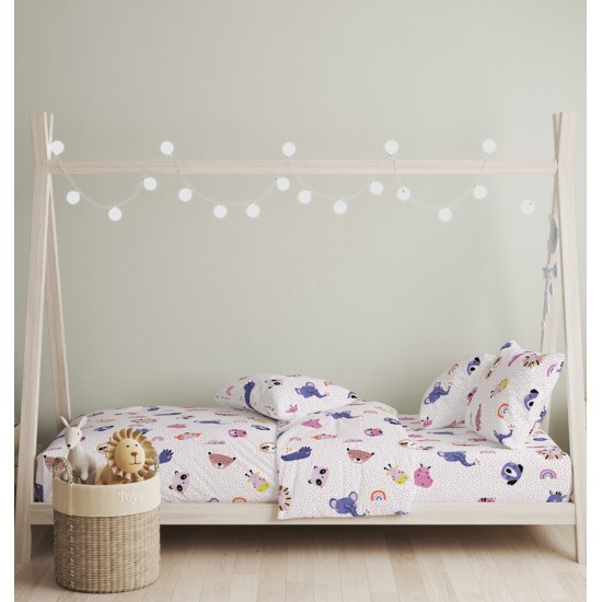 Πάπλωμα Παιδικό Μονό Σετ Oasis Pink Cotton Cokitex (160x240) 2Τεμ