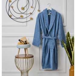 Μπουρνούζι Με Γιακά Bathrobes Pure Blue Cotton Cokitex 1Τεμ