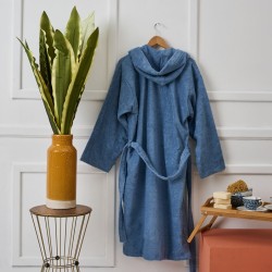 Μπουρνούζι Με Κουκούλα Bathrobes Pure Blue Cotton Cokitex 1Τεμ