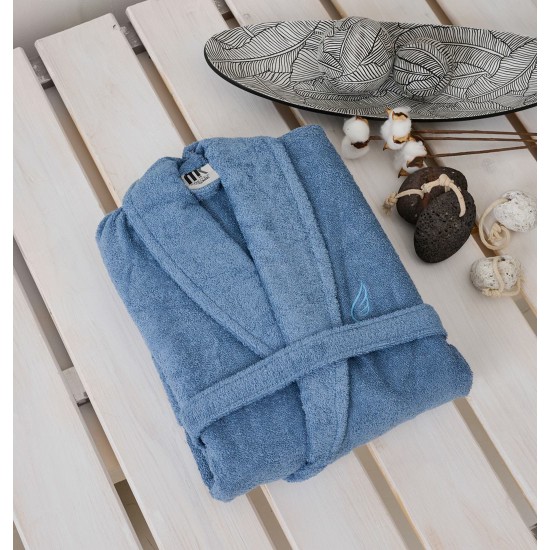 Μπουρνούζι Με Κουκούλα Bathrobes Pure Blue Cotton Cokitex 1Τεμ