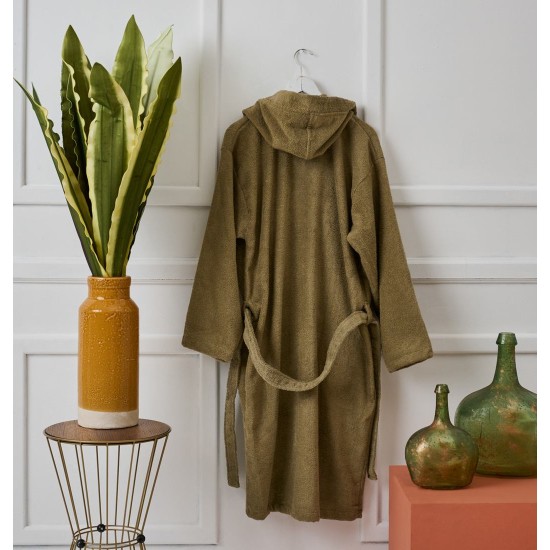 Μπουρνούζι Με Κουκούλα Bathrobes Pure Olive Cotton Cokitex 1Τεμ