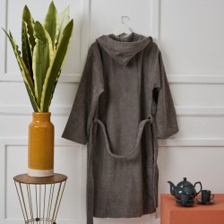 Μπουρνούζι Με Κουκούλα Bathrobes Pure Grey Cotton Cokitex 1Τεμ