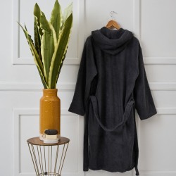Μπουρνούζι Με Κουκούλα Bathrobes Pure Black Cotton Cokitex 1Τεμ