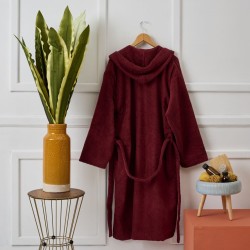 Μπουρνούζι Με Κουκούλα Bathrobes Pure Burgundy Cotton Cokitex 1Τεμ