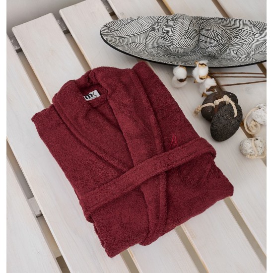 Μπουρνούζι Με Κουκούλα Bathrobes Pure Burgundy Cotton Cokitex 1Τεμ