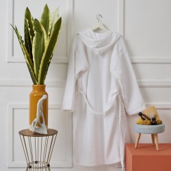 Μπουρνούζι Με Κουκούλα Bathrobes Pure White Cotton Cokitex 1Τεμ