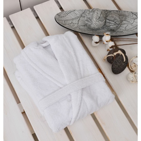Μπουρνούζι Με Κουκούλα Bathrobes Pure White Cotton Cokitex 1Τεμ
