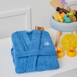 Μπουρνούζι Παιδικό Με Κουκούλα Bathrobes Kids New Beauty Line Blue Cotton Cokitex 1Τεμ
