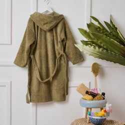 Μπουρνούζι Παιδικό Με Κουκούλα Bathrobes Kids New Beauty Line Khaki Cotton Cokitex 1Τεμ