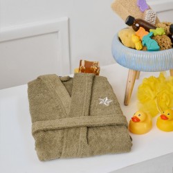 Μπουρνούζι Παιδικό Με Κουκούλα Bathrobes Kids New Beauty Line Khaki Cotton Cokitex 1Τεμ