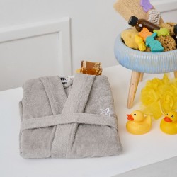 Μπουρνούζι Παιδικό Με Κουκούλα Bathrobes Kids New Beauty Line Grey Cotton Cokitex 1Τεμ