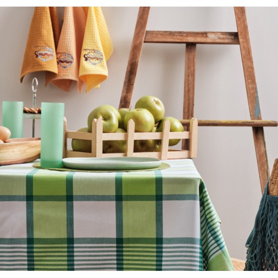 Τραπεζομάντηλο Cloe Green Νηματοβαφή Cotton Cokitex (140x140) 1Τεμ