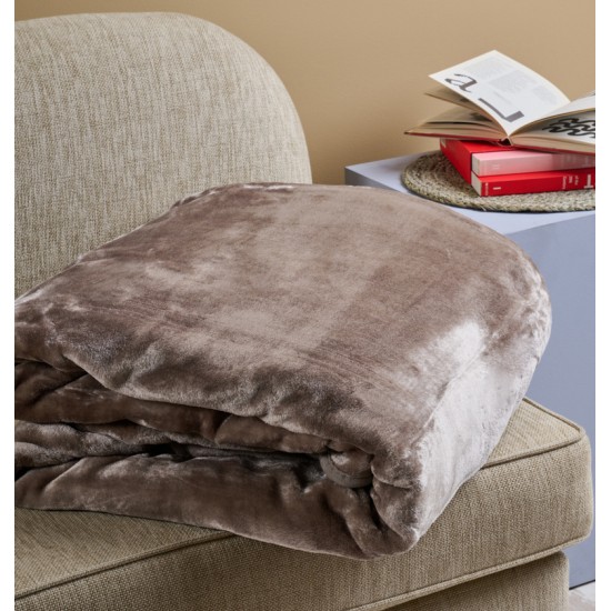 Κουβέρτα Βελουτέ Υπέρδιπλη Silk Touch Brown Velour Cokitex (220x240) 1Τεμ