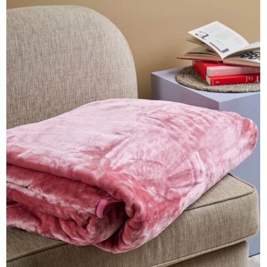 Κουβέρτα Βελουτέ Μονή Silk Touch Dusty Pink Velour Cokitex (160x220) 1Τεμ