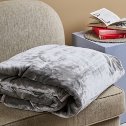 Κουβέρτα Βελουτέ Μονή Silk Touch Grey Velour Cokitex (160x220) 1Τεμ
