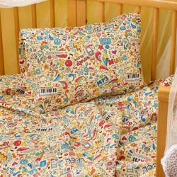 Σεντόνια Βρεφικά Κούνιας Σετ Baby Music Cotton Cokitex (120x160) 3Τεμ