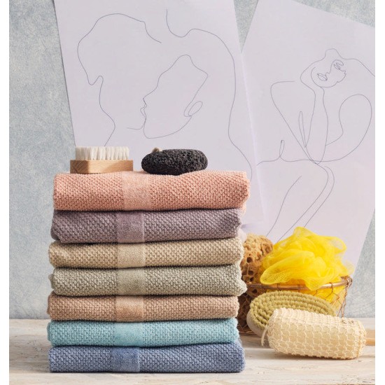 Πετσέτα Προσώπου Serene Pop Corn Dusty Green Jacquard Cotton Cokitex (50x100) 1Τεμ