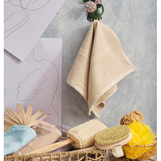 Πετσέτα Μπάνιου Serene Pop Corn Beige Jacquard Cotton Cokitex (80x150) 1Τεμ